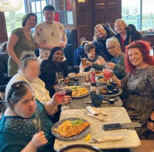 The group at their table in Wetherspoons