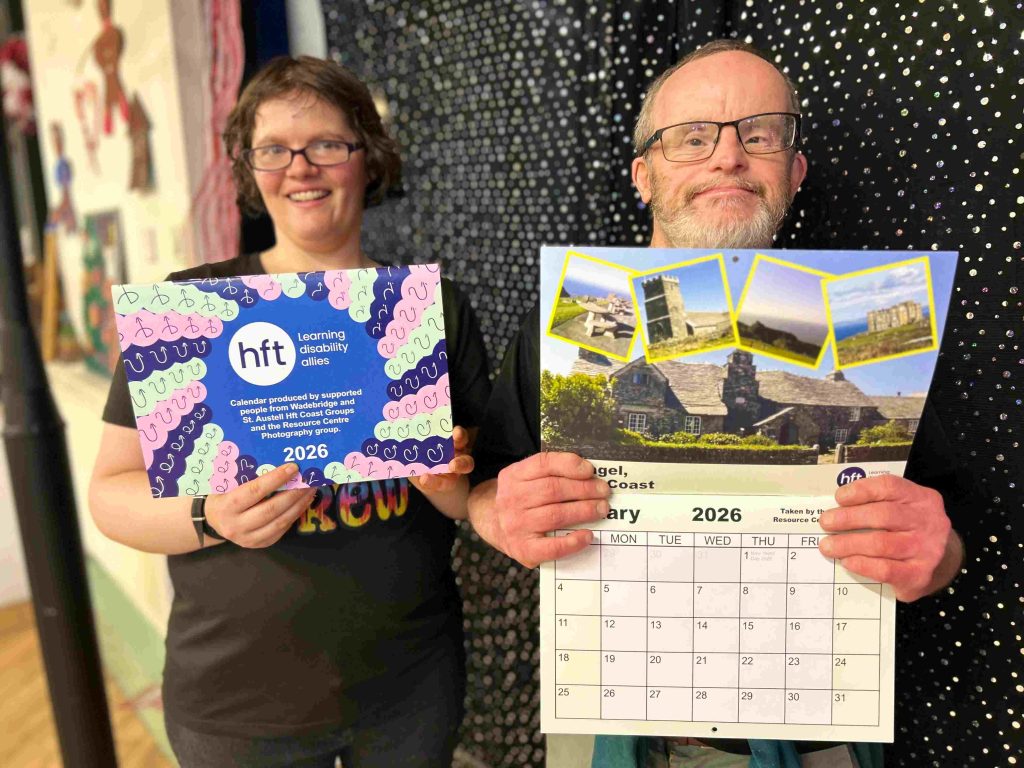 Jade and Toby who took photos of the calendar show pages from the finished product.